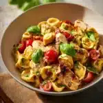 marry me chicken pasta salad in white bowl