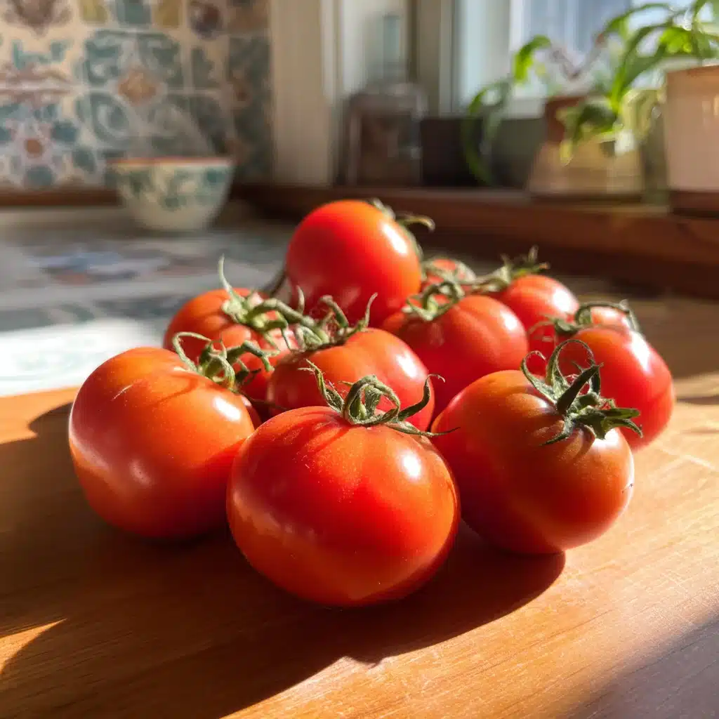 Amish Paste Tomatoes on rustic wood table, freshly picked for cooking