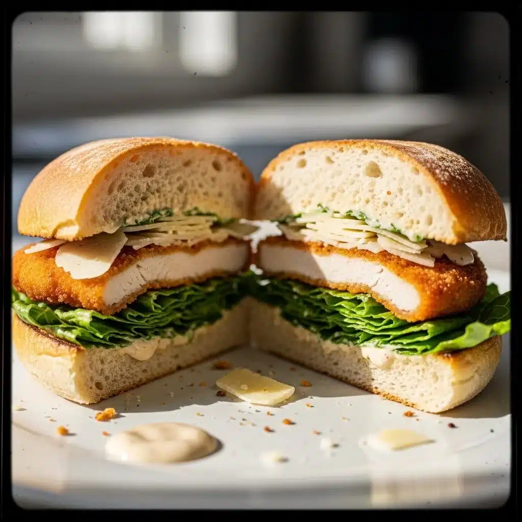 Crispy Chicken Caesar Sandwich with fresh ingredients and creamy dressing