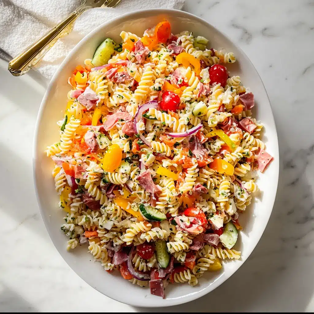 Healthy grinder pasta salad in bowl