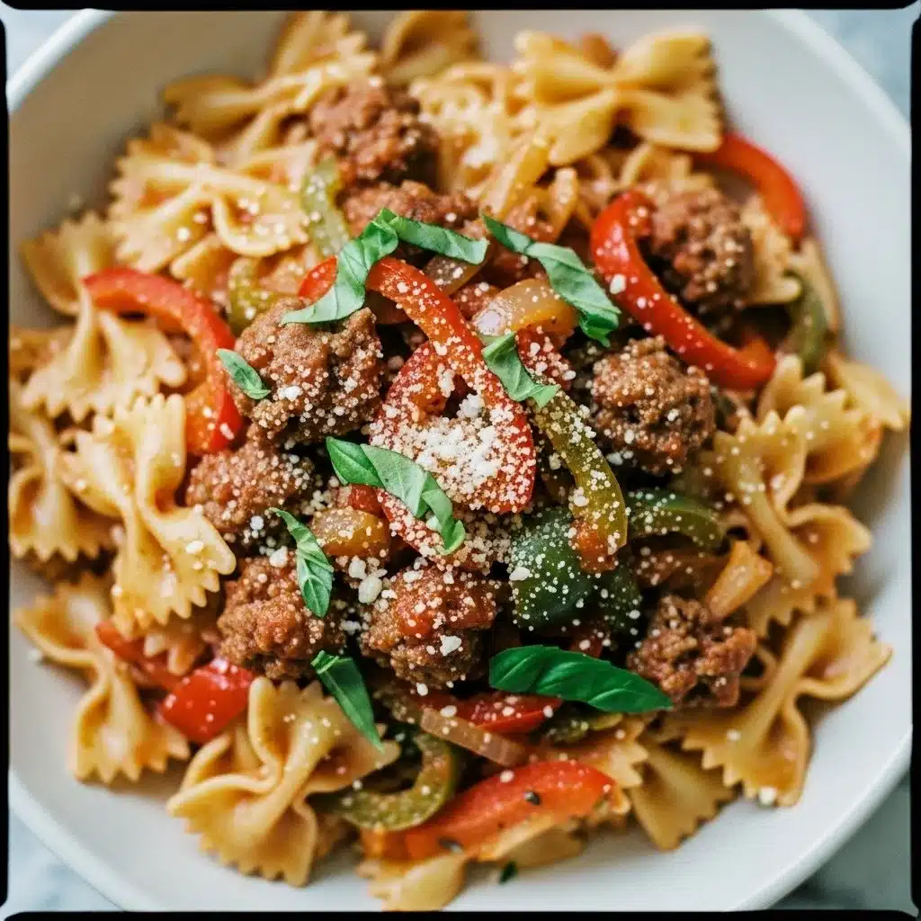 Delicious Italian sausage bow tie pasta served in a bowl