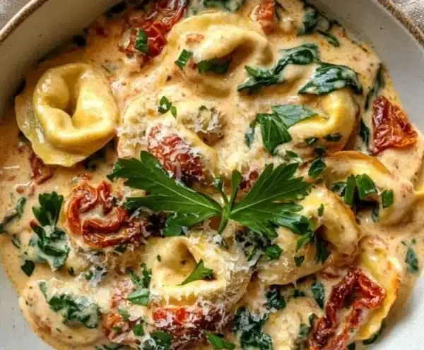 Delicious Marry Me Tortellini served in a creamy sauce with herbs and cheese