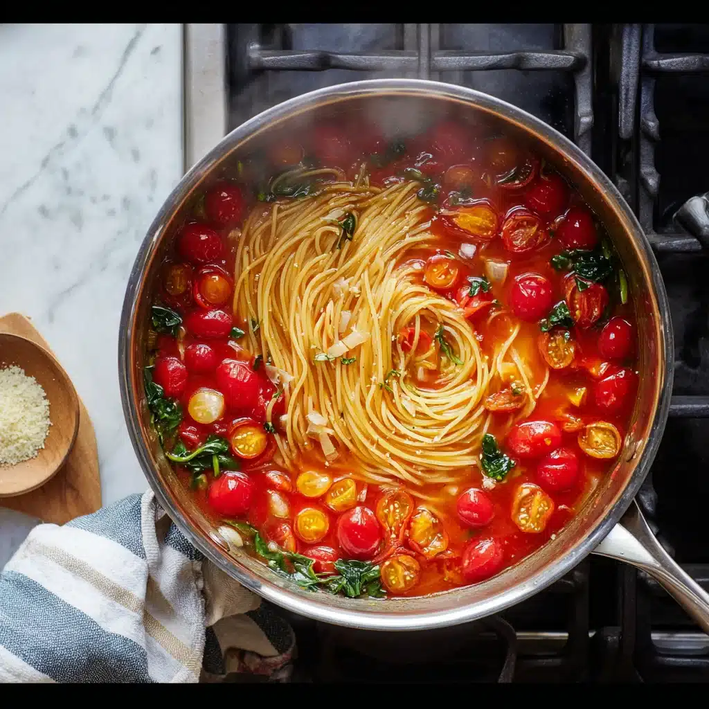 Meghan Markle’s One-Pot Pasta cooking in a pot
