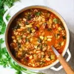 Pasta Italian soup in bowl
