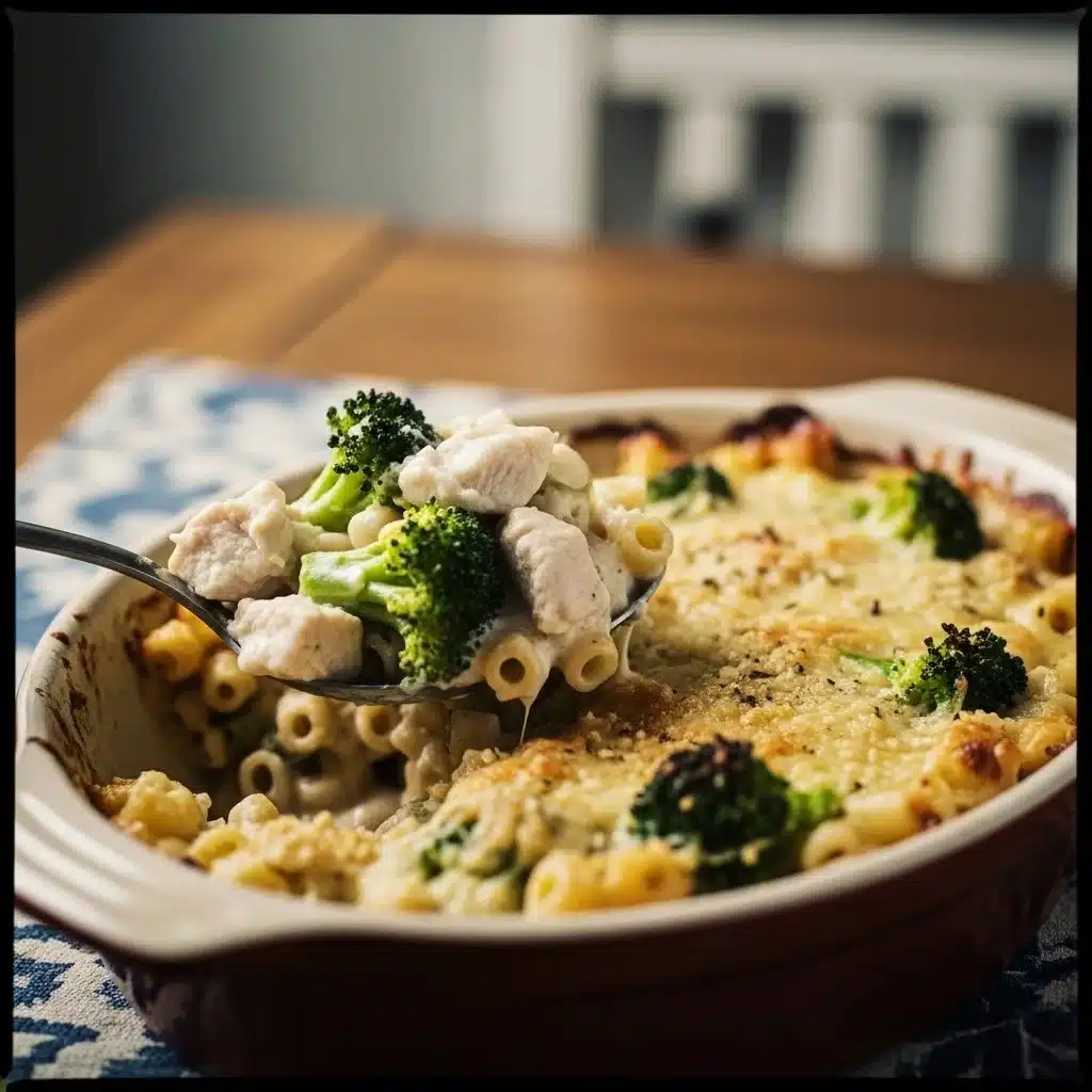 Wholesome Chicken Broccoli Alfredo Bake with creamy sauce and fresh ingredients