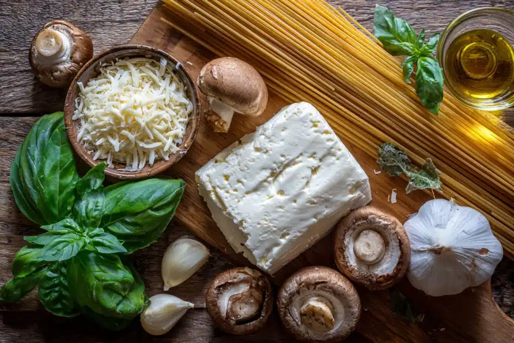 Ingredients for Baked Cream Cheese Spaghetti Casserole