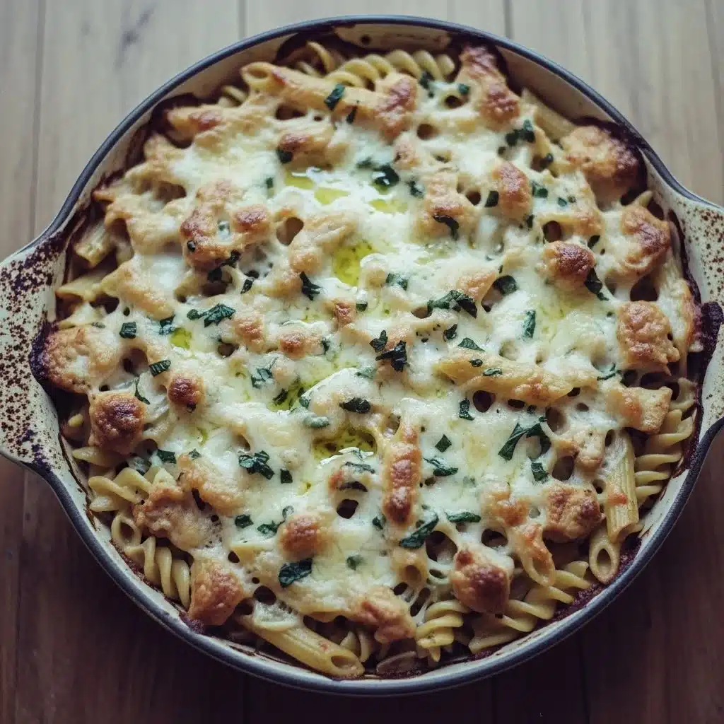 Cajun Cream Cheese Chicken Pasta Bake, a creamy and flavorsome dinner dish.