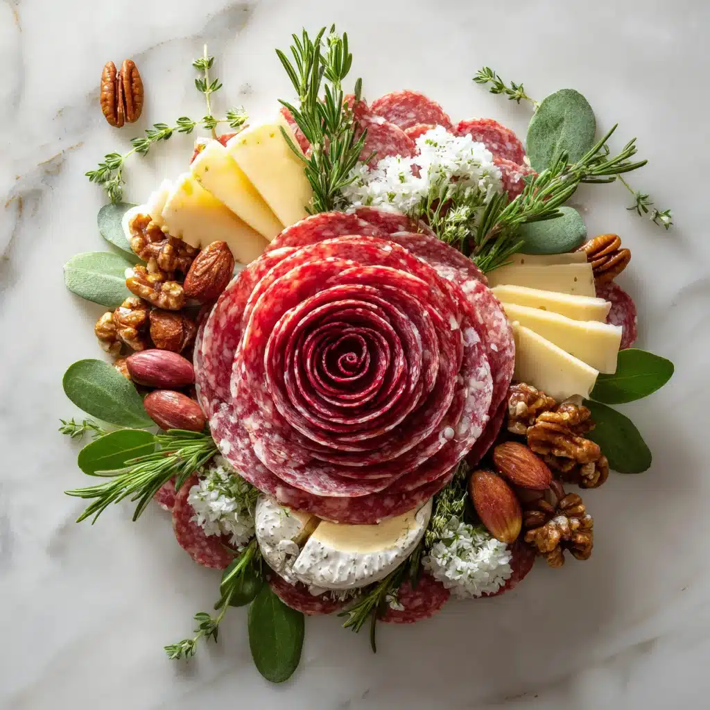 Final recipe photo of Charcuterie Board Meat Flowers