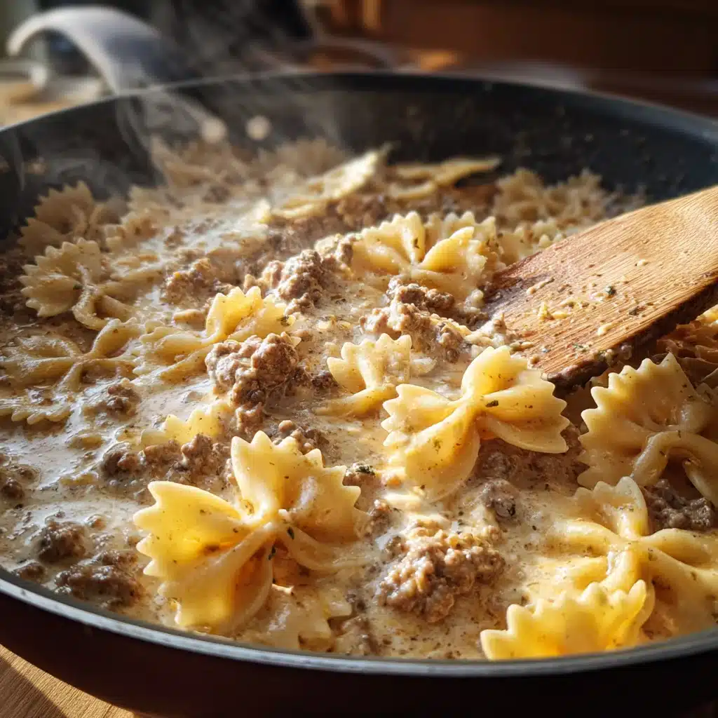 Cooking Creamy Parmesan Garlic Beef Bowtie Pasta Sauce