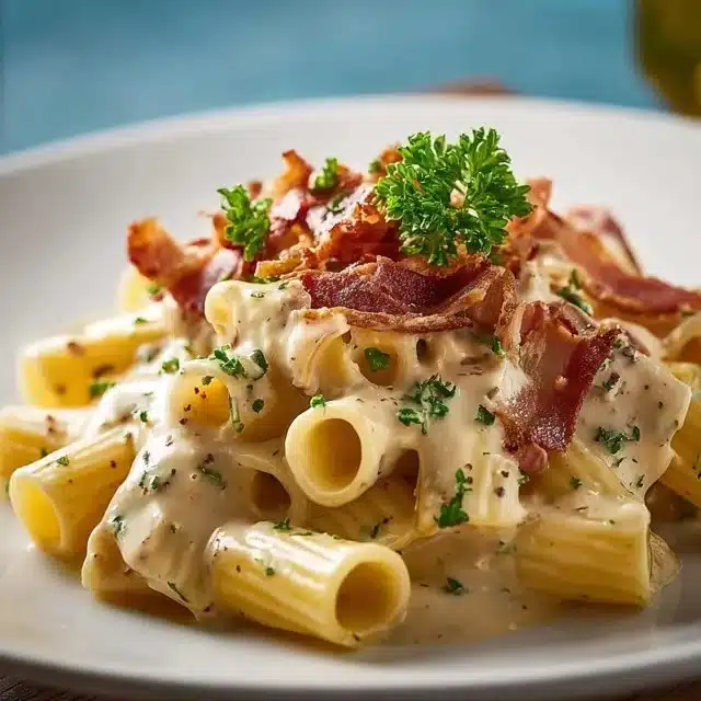 Cream Cheese Bacon Chicken Pasta in a bowl