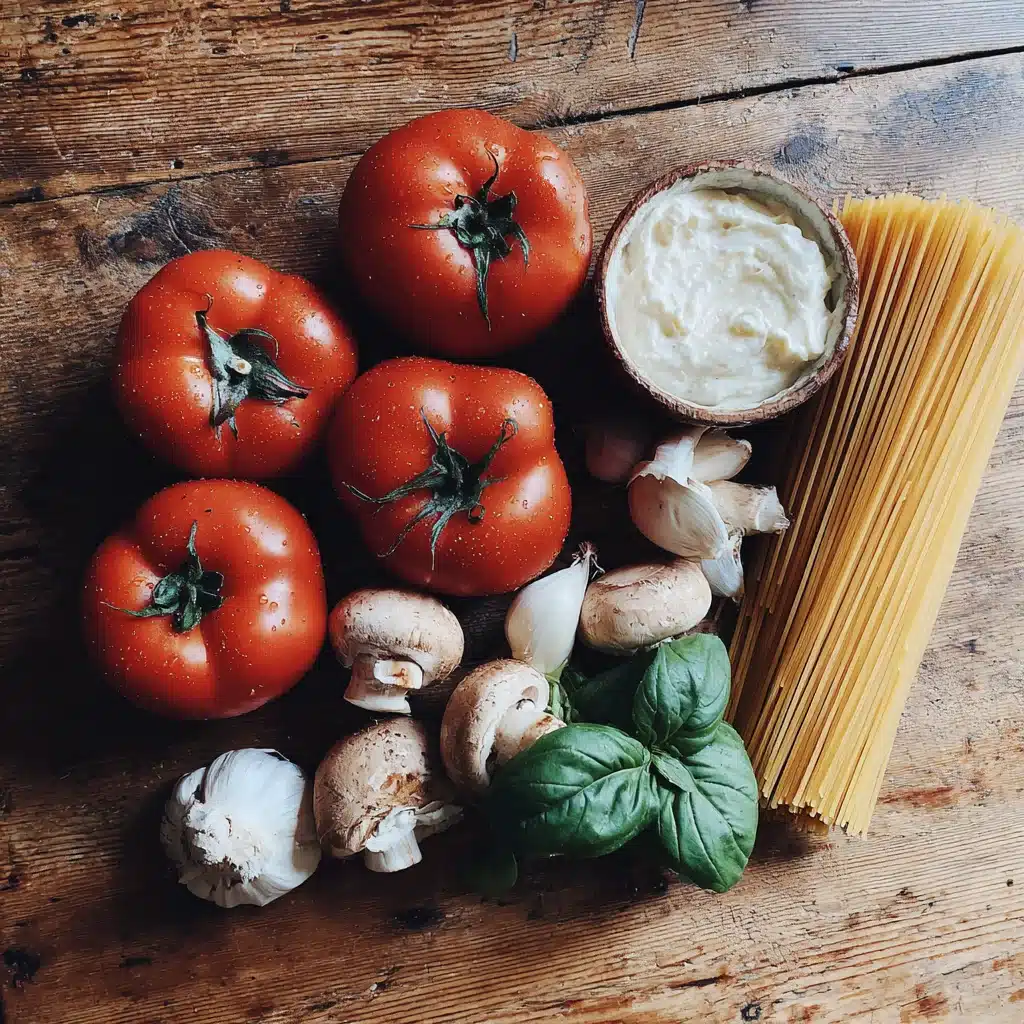 Ingredients for The Best Creamy Garlic Tomato Pasta