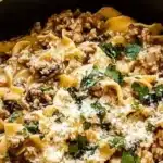 Creamy Turkey Stroganoff served in a bowl with herbs on top