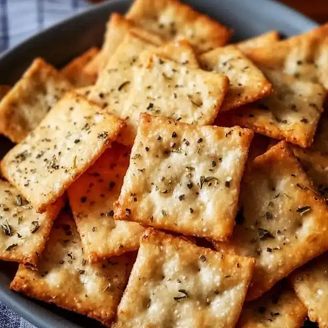 Crispy Italian Herb Cheese Crackers served on a plate for snacking