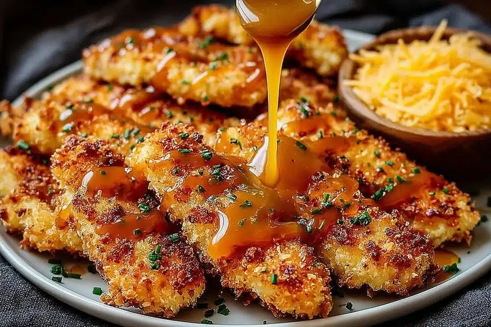 Easy Coconut Chicken served with creamy Bang Bang Sauce for a delicious meal