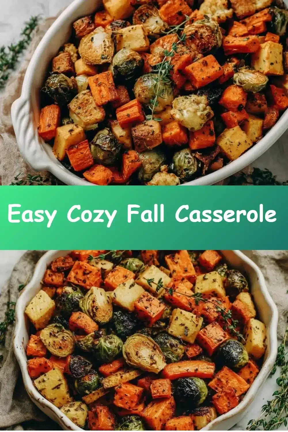 Easy cozy fall casserole made with seasonal ingredients