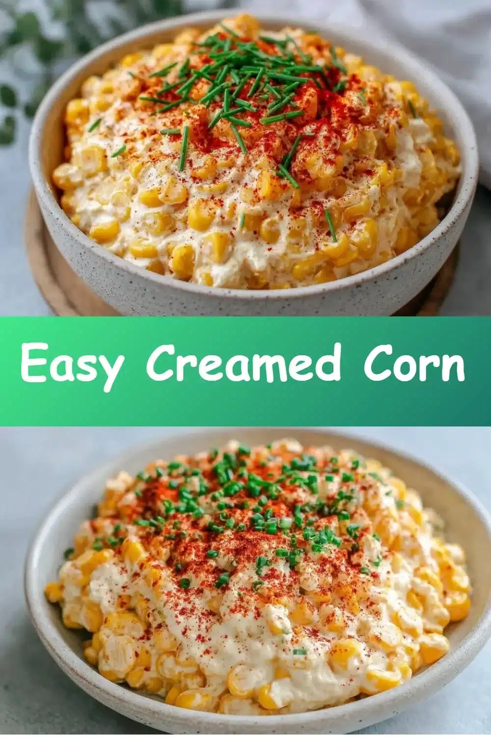 Bowl of easy creamed corn served as a delicious side dish