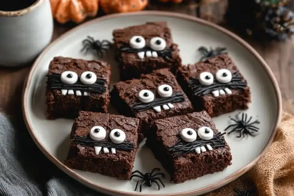 Easy Halloween Brownies with Candy Eyes for festive treats