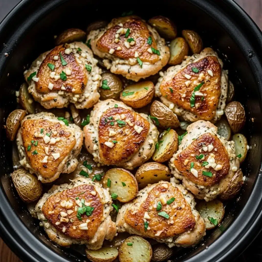 Garlic Parmesan Chicken with Potatoes in a Crockpot