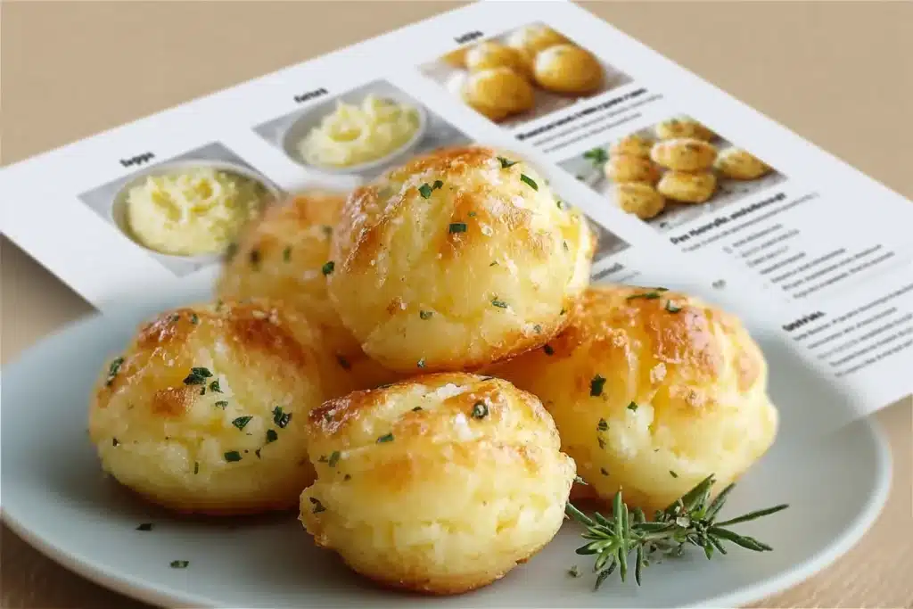 Recipe card for mashed potato cheese puffs