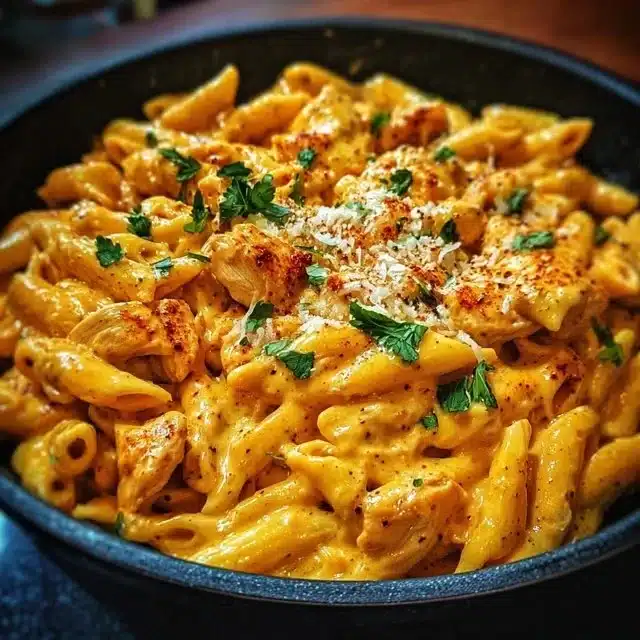 One-Pot Smoky Chipotle Cheesy Chicken Pasta served in a bowl