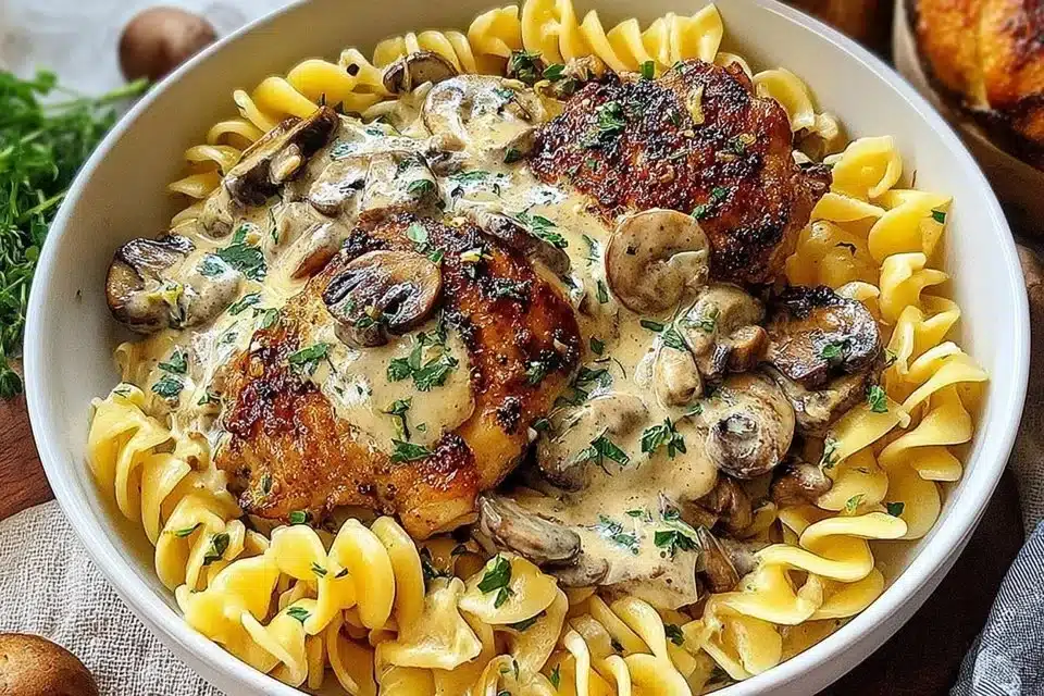 Savory Chicken in a Creamy Asiago Mushroom Sauce – 5 Irresistible Steps