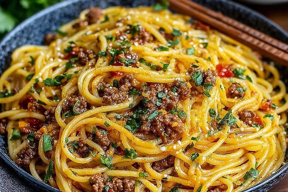 Asian-Style Ground Beef Spaghetti – 5-Star Fusion Comfort Food