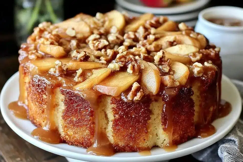 Amish apple fritter bread with chunks of apple and glaze