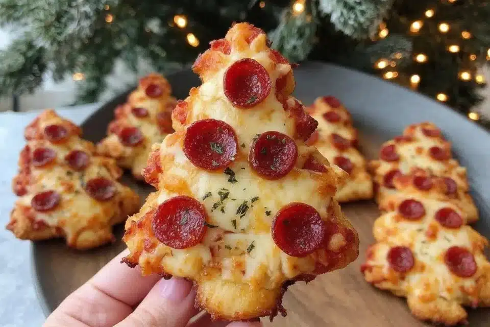 Deliciously decorated Christmas Tree Pizza, festive for holiday gatherings.