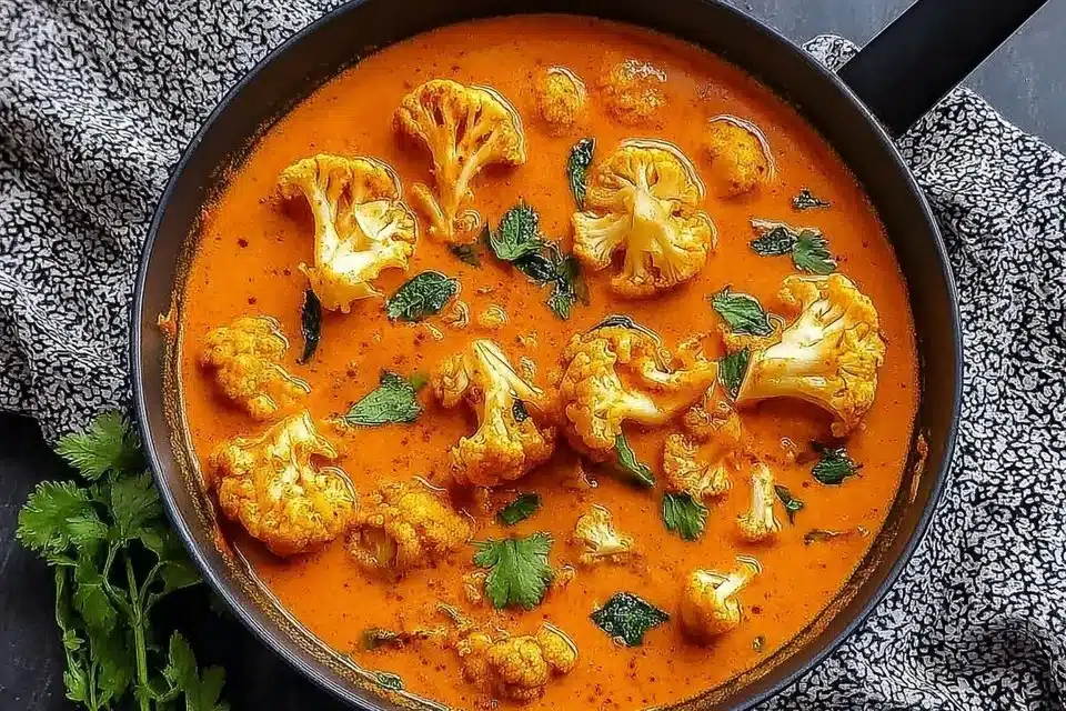 Creamy butter cauliflower dish garnished and served in a bowl
