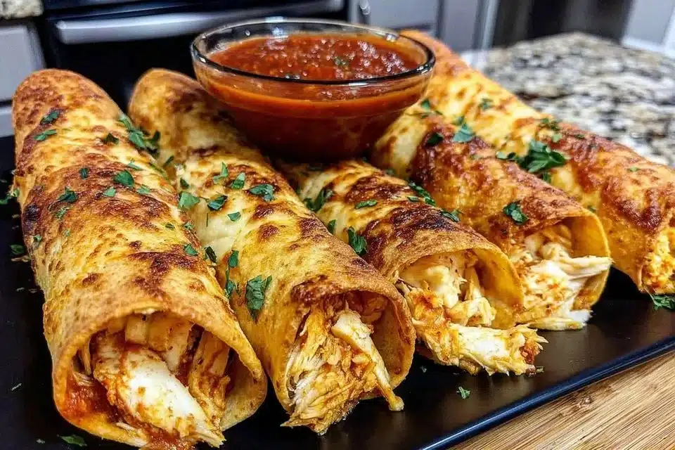 Delicious easy baked chicken taquitos on a plate