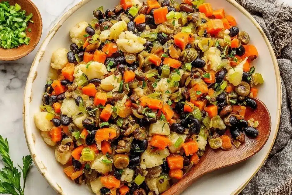 Easy cauliflower stuffing made with fresh ingredients for a healthy side dish
