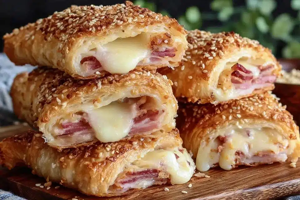 Delicious ham and cheese sticks served as a perfect snack