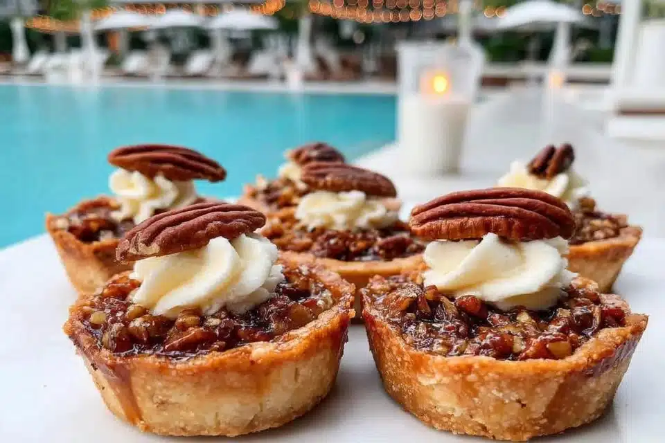 Delicious mini pecan pies arranged on a platter for dessert