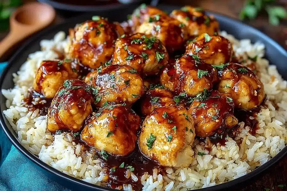 One-Pan Honey BBQ Chicken & Rice dish served in a skillet