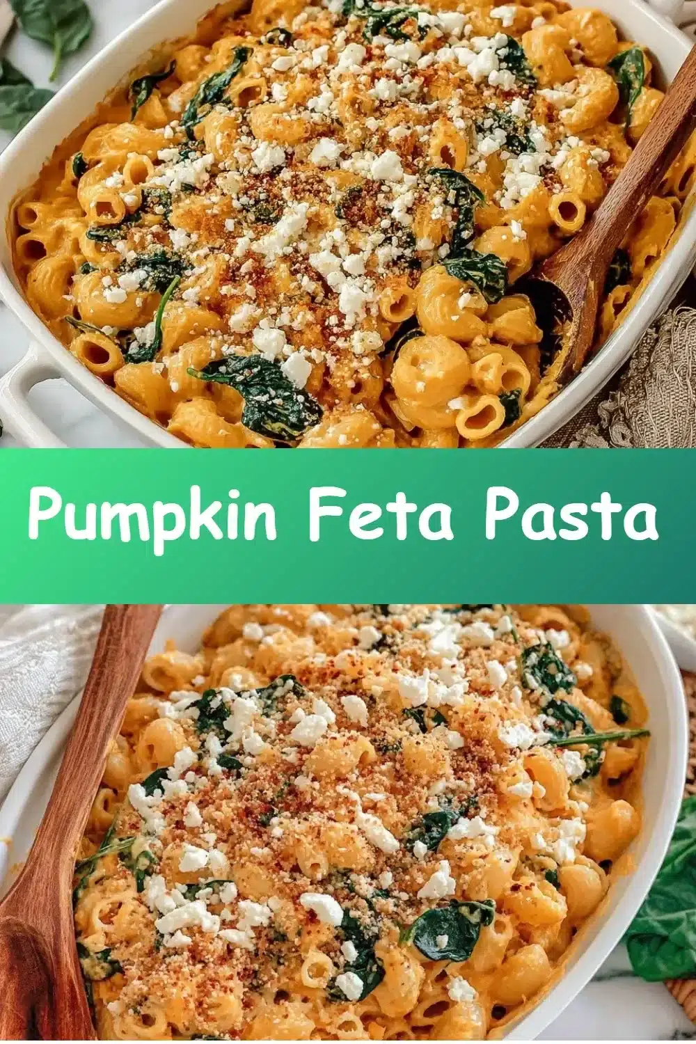 Creamy Pumpkin Feta Pasta with roasted pumpkin and feta cheese