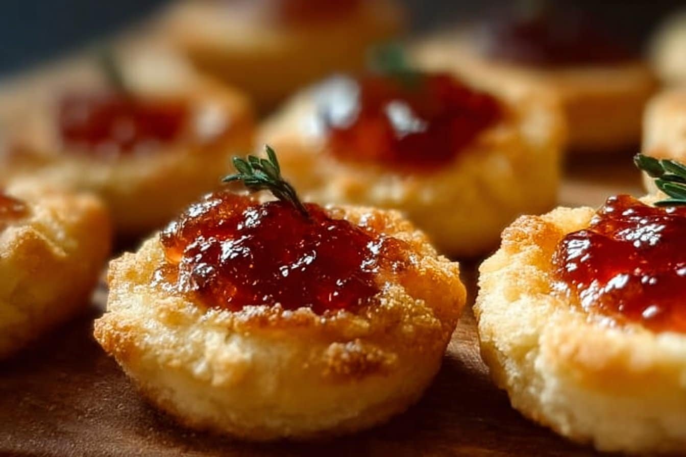 Cheesy Thumbprint Appetizers with Hot Pepper Jelly