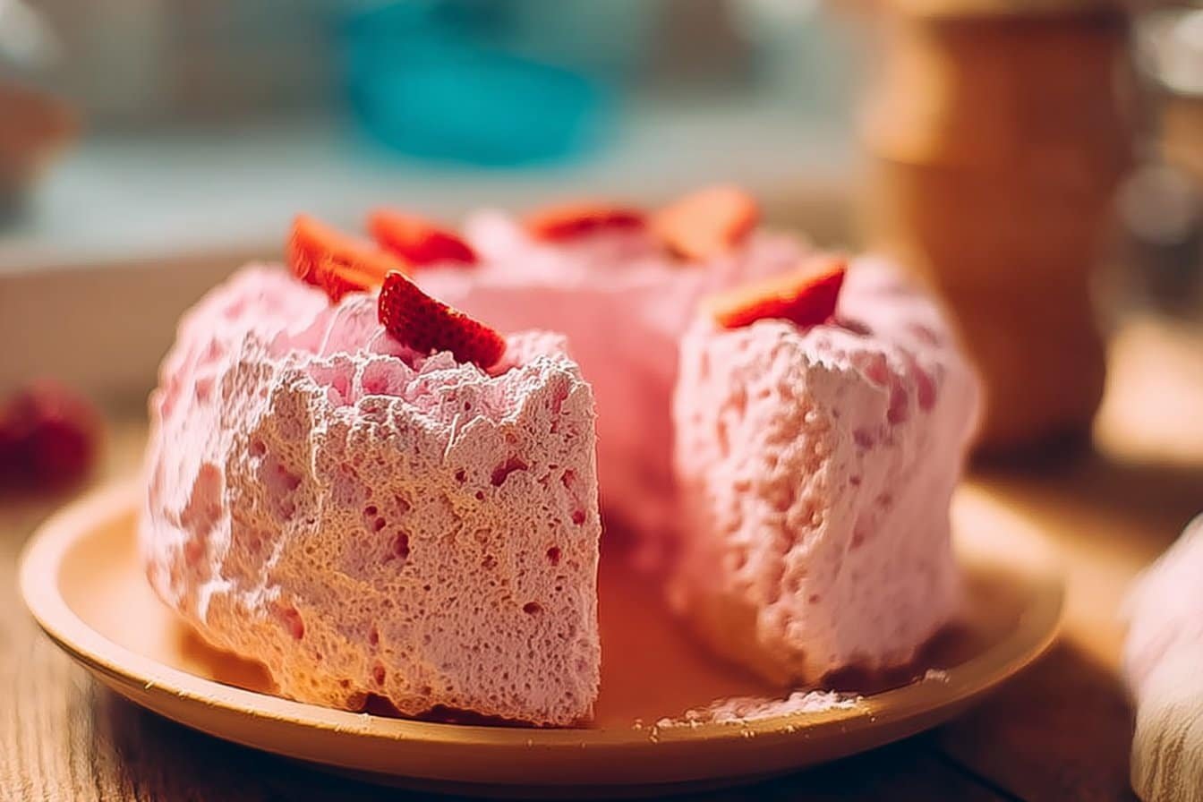 Beautiful Pink Angel Food Cake