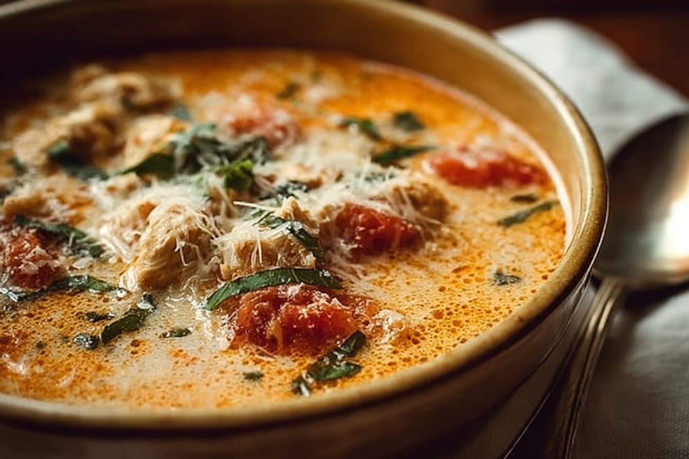 Crock Pot Creamy Chicken Parmesan Soup