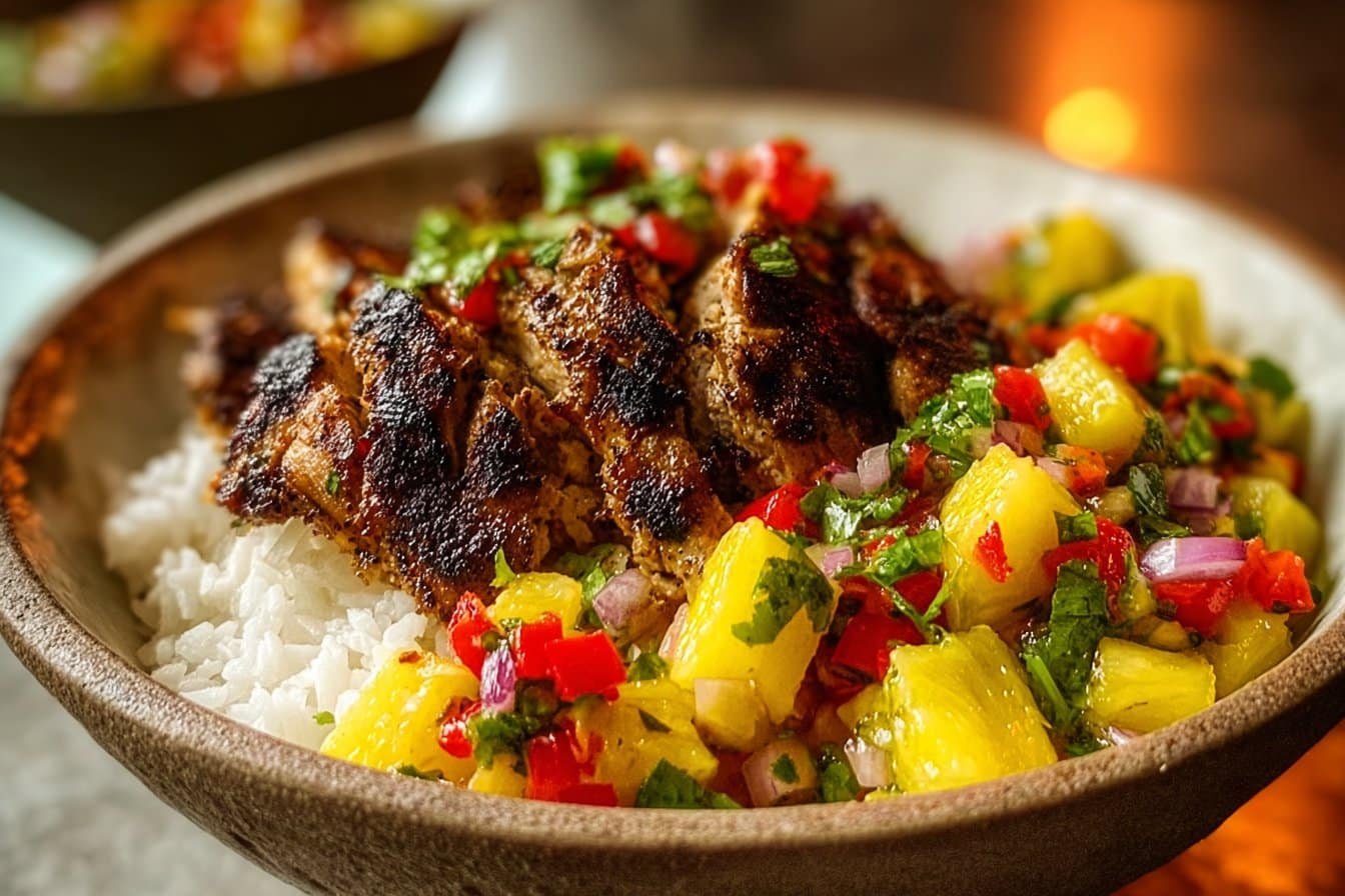 Jerk Chicken Bowl with Pineapple Salsa