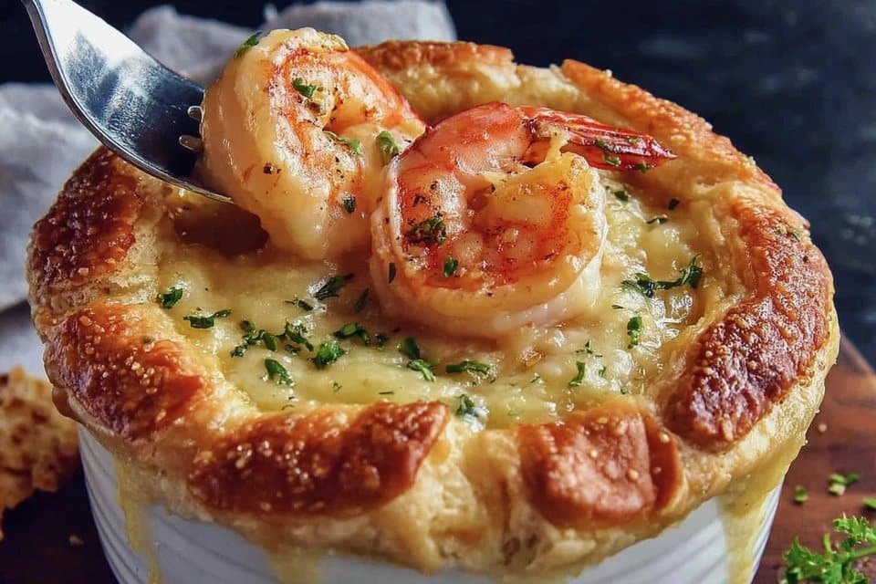 Shrimp Lobster Cheddar Bay Biscuit Pot Pie