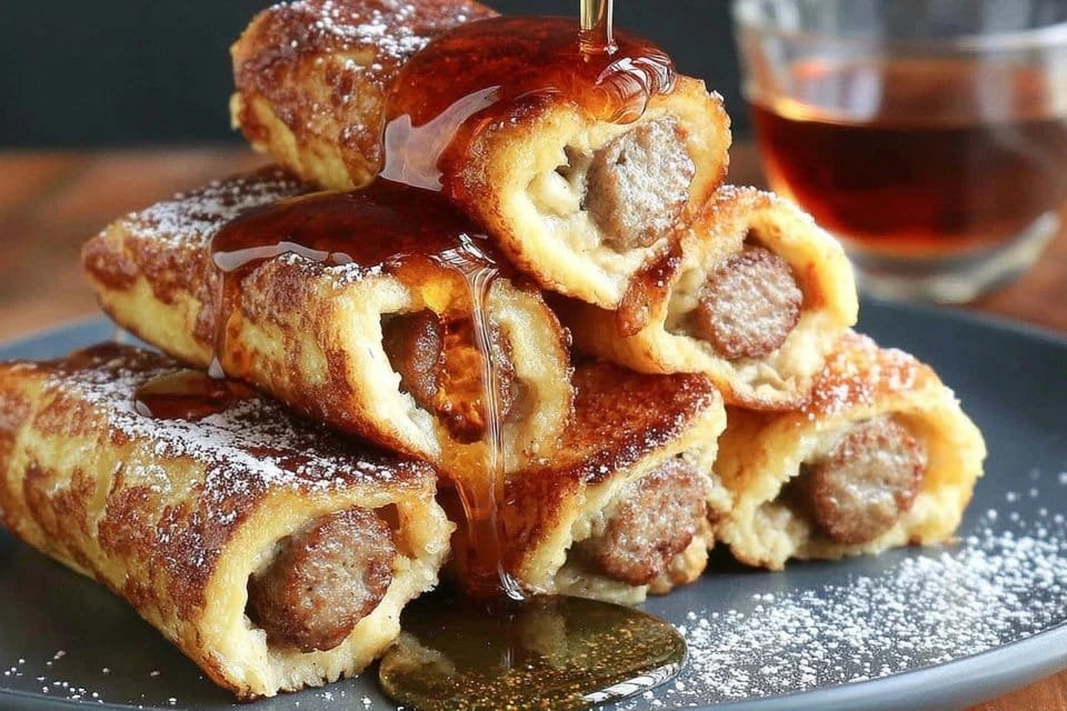 Beef Sausage French Toast Roll-Ups