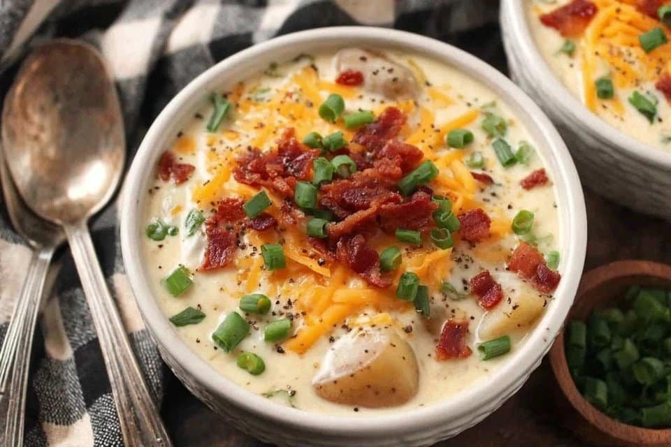 Easy Crock Pot Cheesy Potato Soup with Bacon
