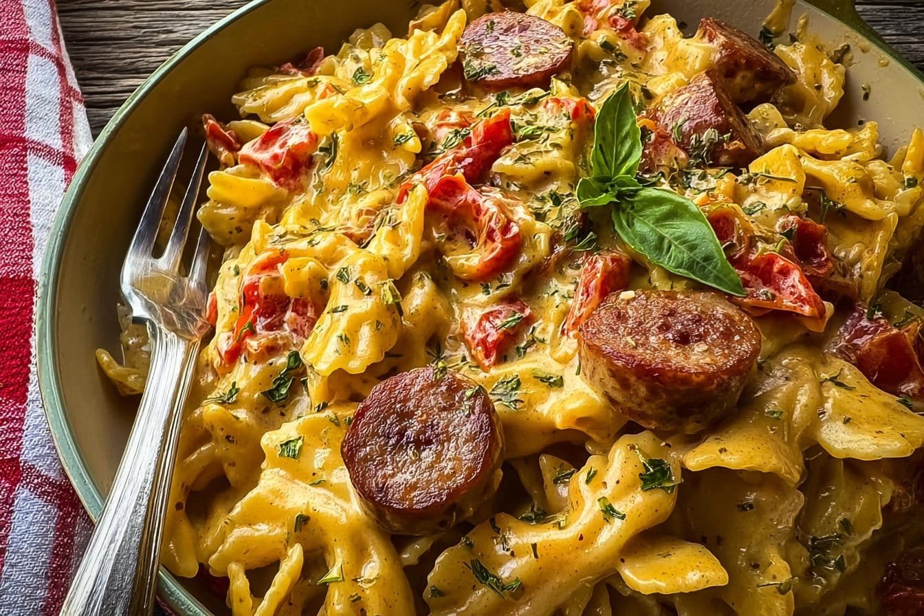 One Pot Creamy Cajun Sausage Pasta
