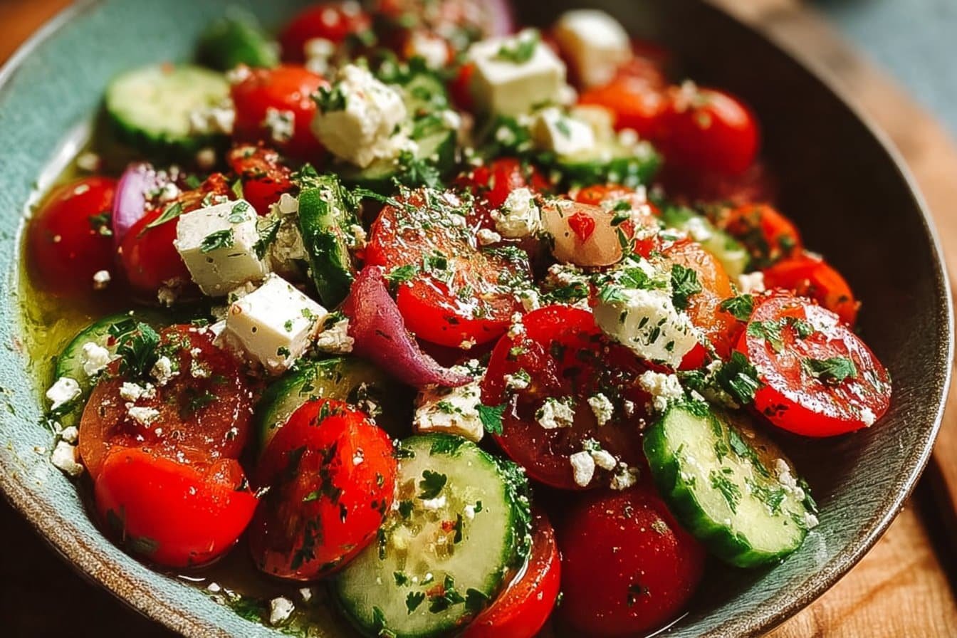 Greek Cucumber Tomato Feta Salad