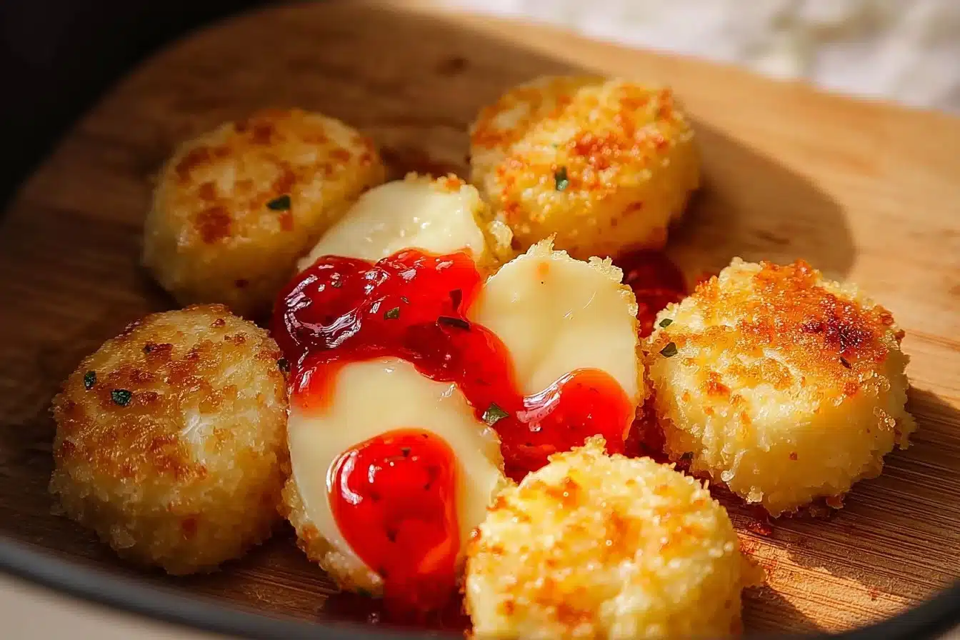 Crispy Air Fried Babybel Cheese served on a plate