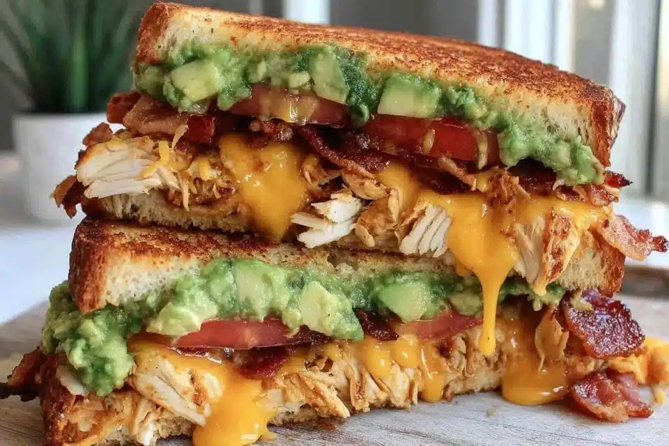 Cheesy Chicken Avocado Melt Sandwich with fresh ingredients and melted cheese