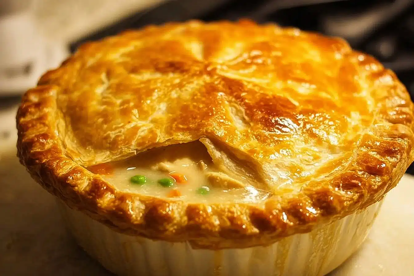 Delicious homemade chicken pot pie with flaky crust and creamy filling