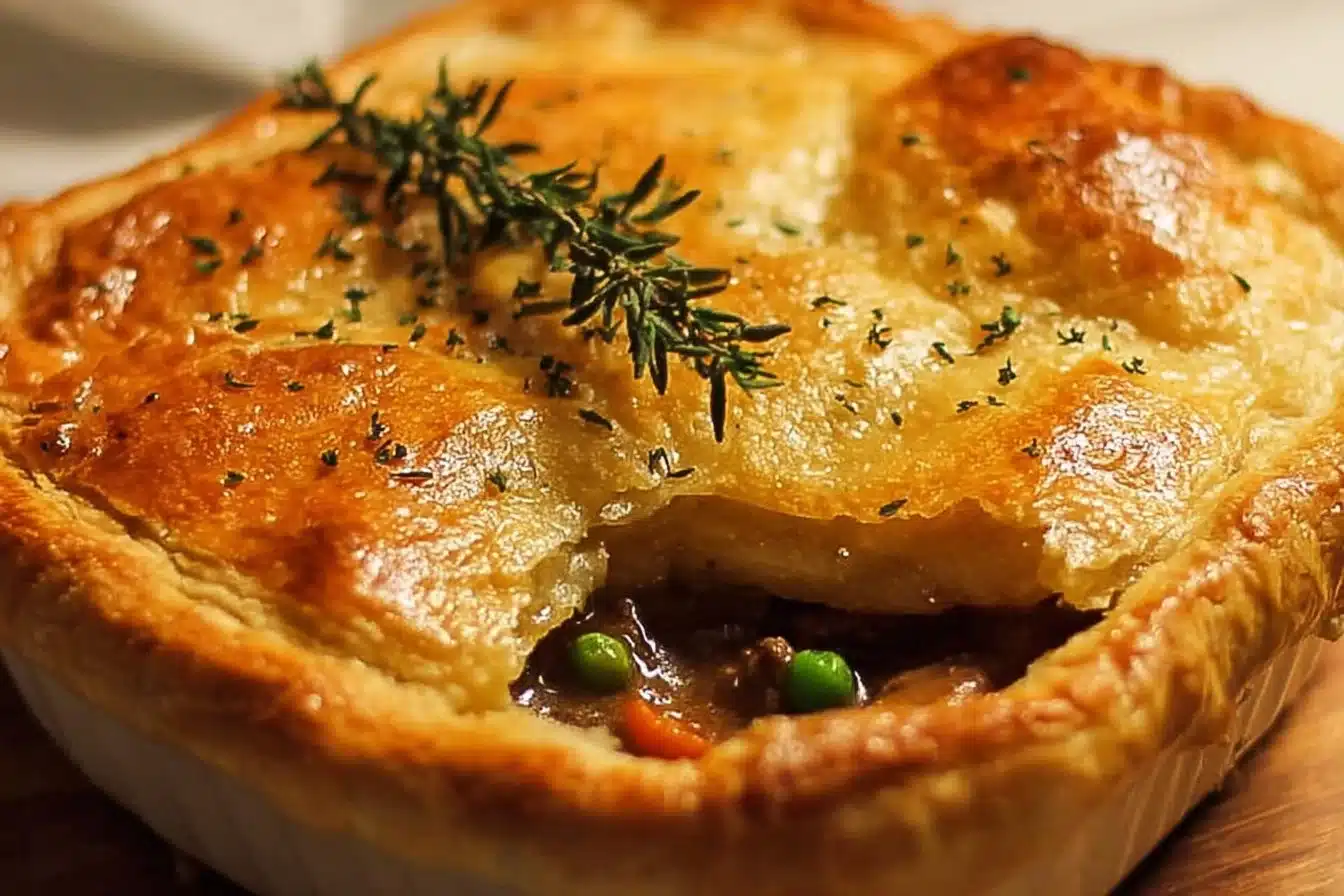 Classic Beef Pot Pie with flaky crust and savory filling