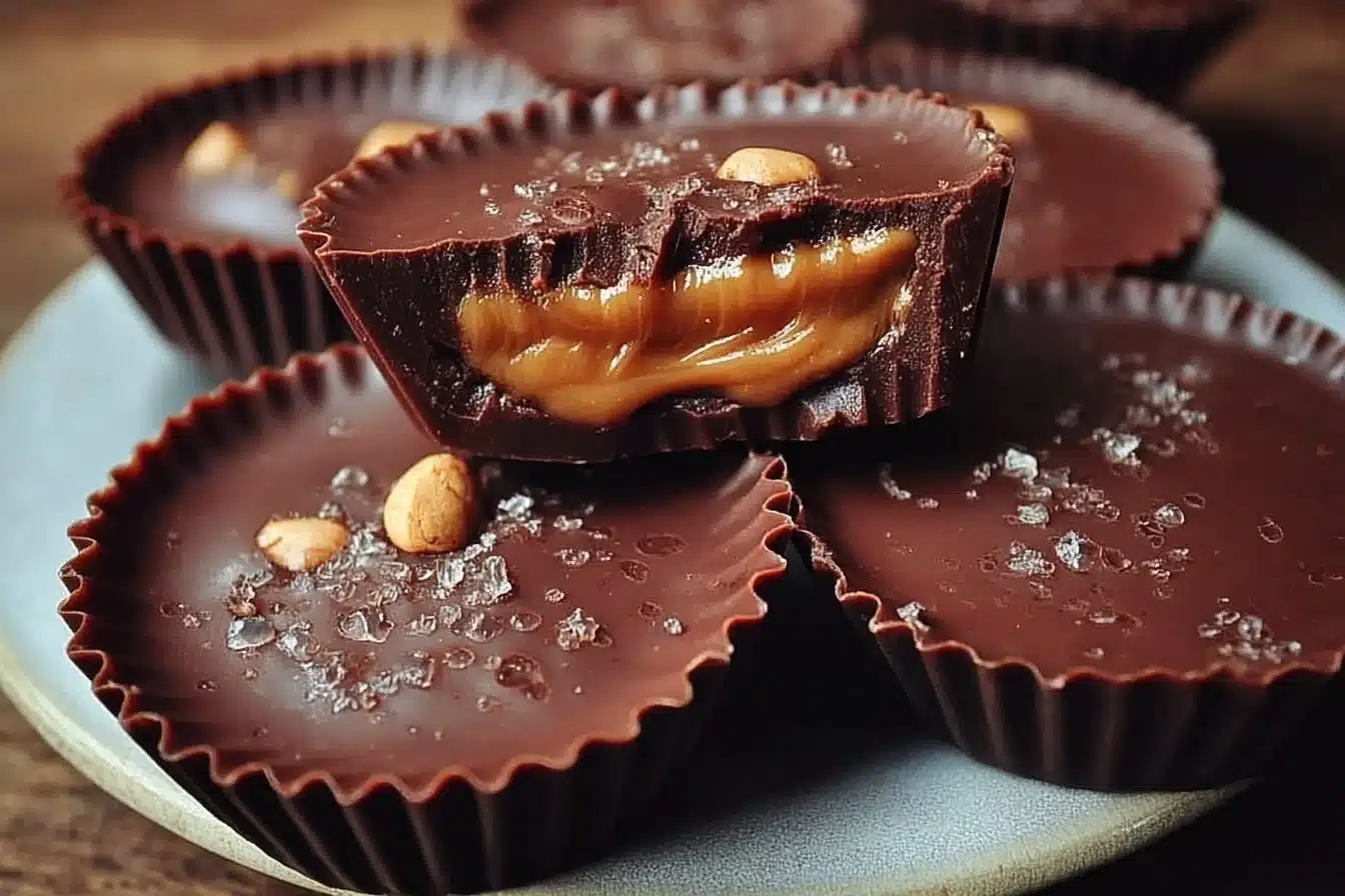 Delicious classic homemade peanut butter cups on a plate