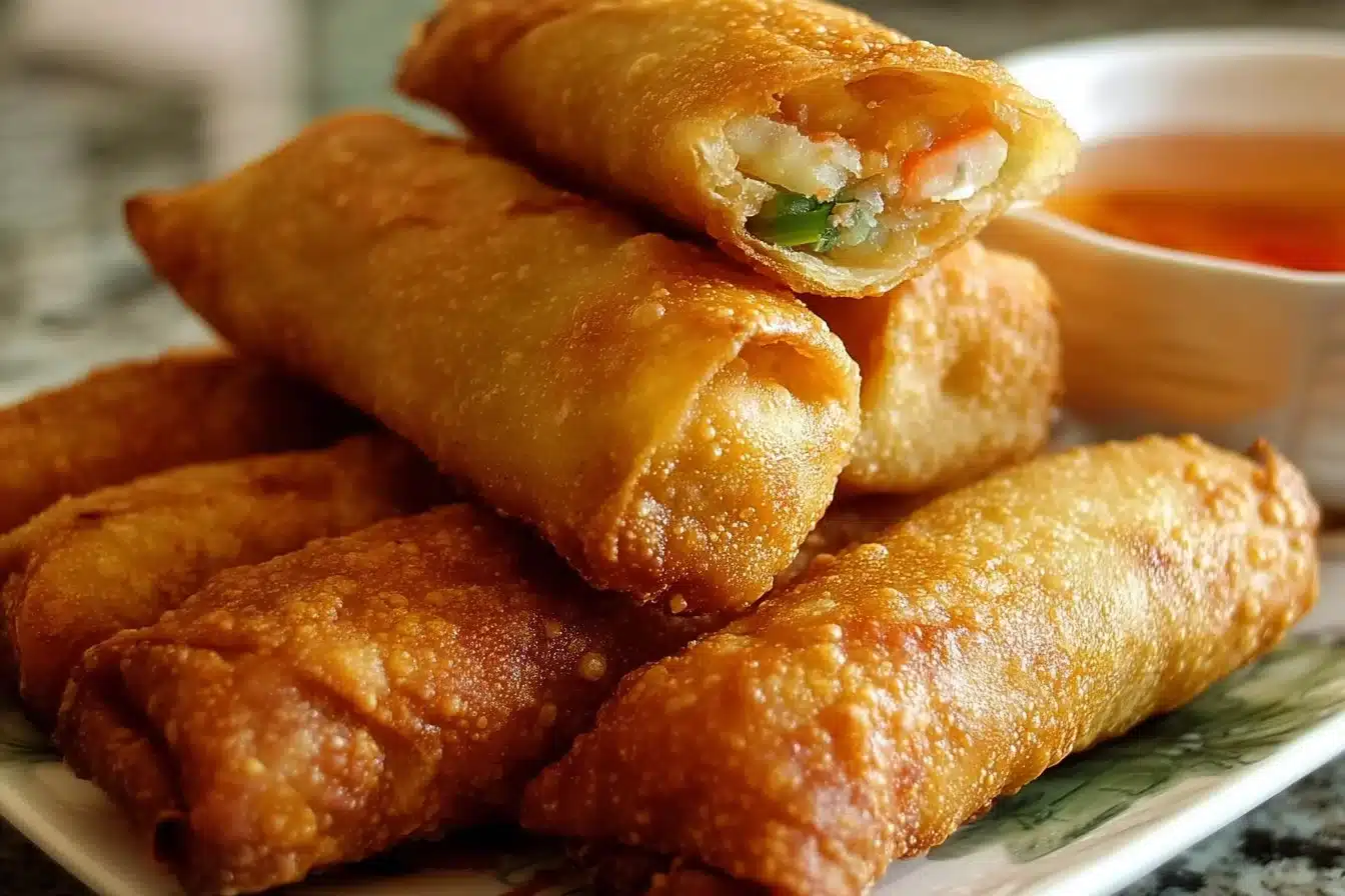 Delicious Crab Rangoon Egg Rolls with creamy filling and crispy exterior